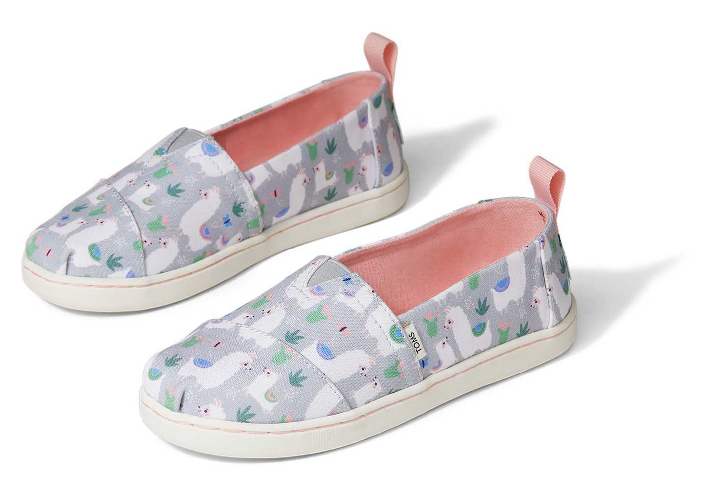 Toms Alpargata Youth Loveable Llama Espadrille Grey - Kids - 65341-PBGO